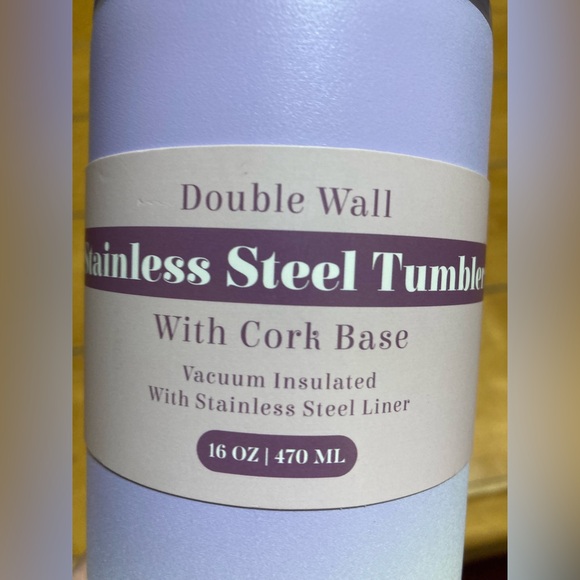 NWT 16oz Purple and White Stainless Steel Tumbler with cork bottom - Picture 16 of 16